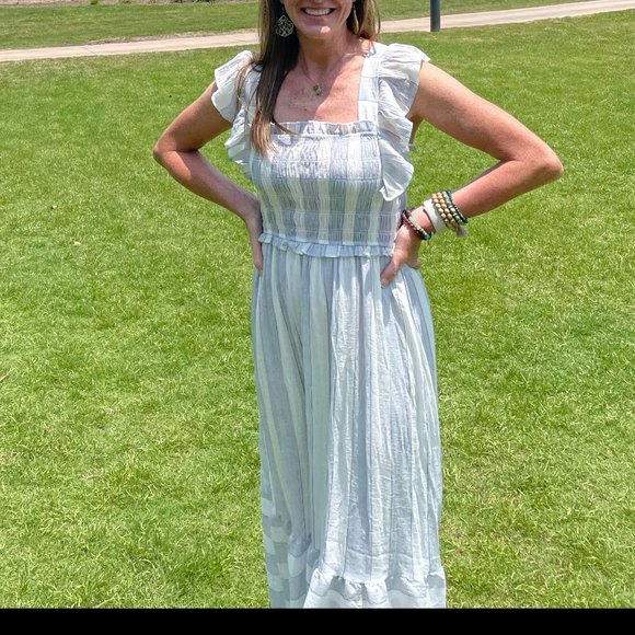 NWT Smocked Striped Flutter Sleeve Maxi Dress - Picture 4 of 9